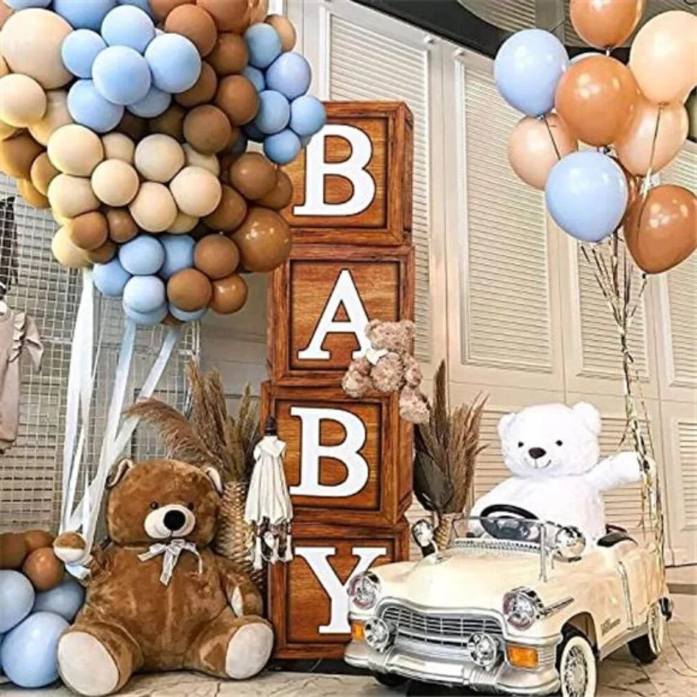 Baby Shower Decorations Wood Blocks Baby Boxes Letters Gender Reveal Party Girl